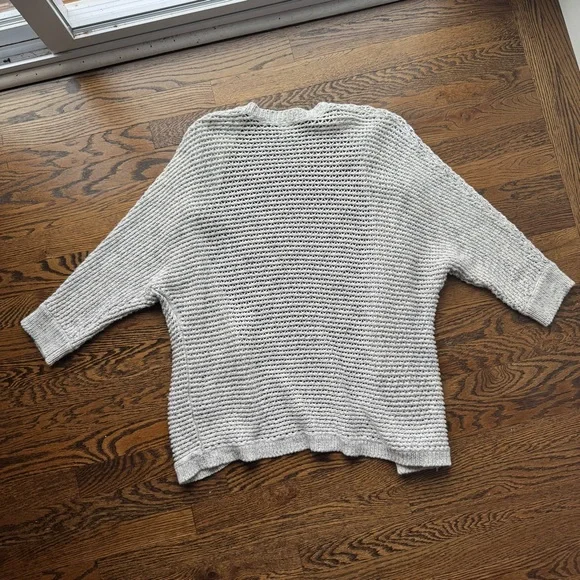 New York & Company Y2K Soho Cotton Chunky Knit Gray Quarter Sleeve Cardigan L - Picture 7 of 7